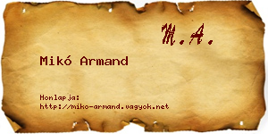 Mikó Armand névjegykártya